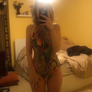 psychedelic tie dye rave bodysuit